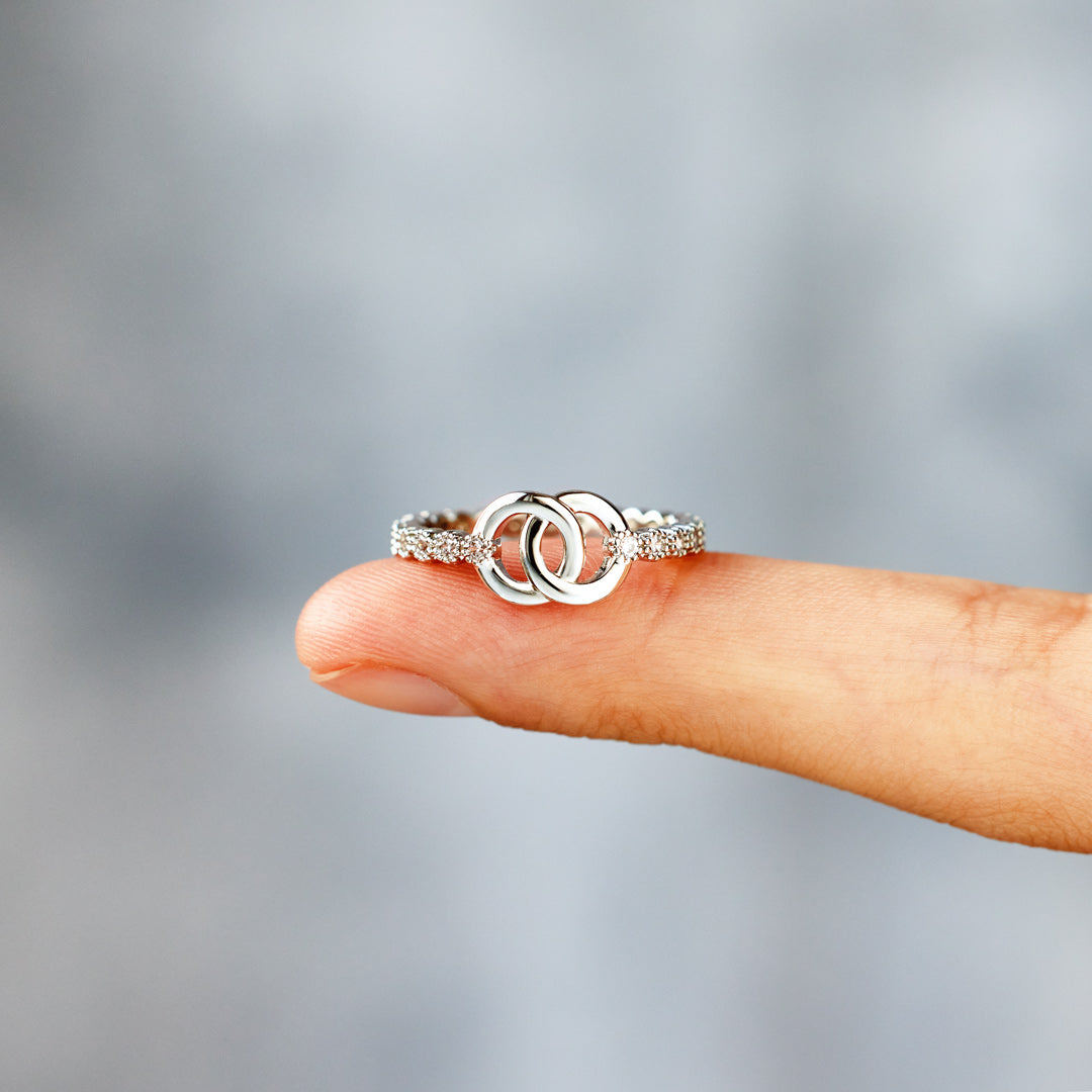 Mother & Daughter Forever Linked Pave Interlocking Ring - Love&Together ...
